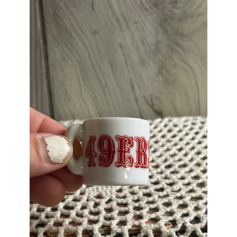 San Francisco 49ers Miniature Ceramic Mug Tiny Helmet Logo Collectible White Red